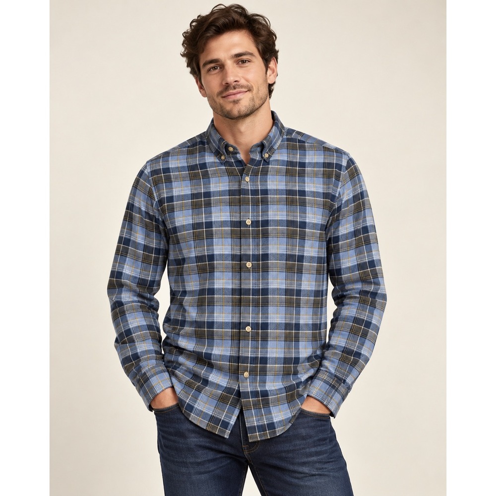 Marmot Anderson Lightweight Flannel Shirt Mens Large Blue Brown Plaid P42690
